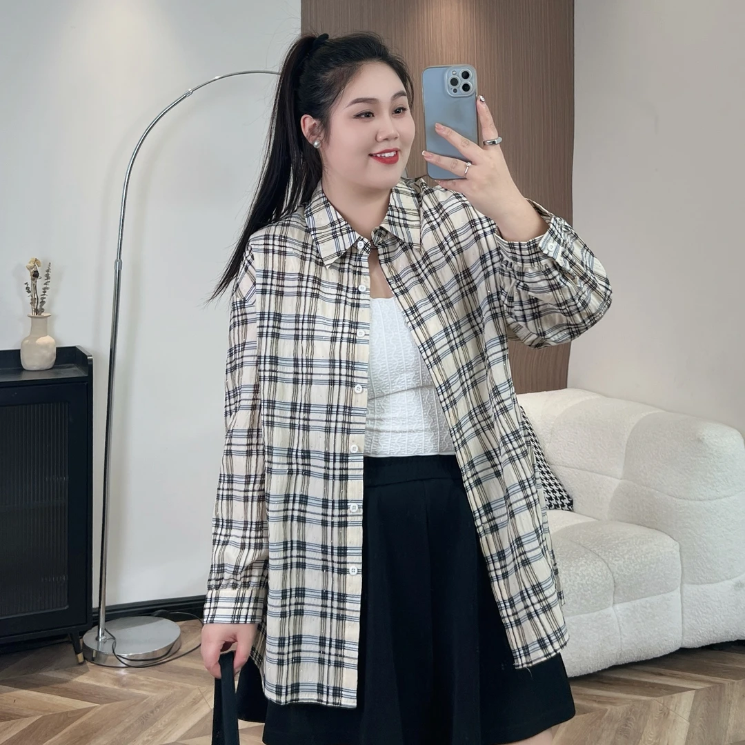 断码捡漏~心动复活 / 经典格纹压钻款初夏衬衫5060花契大码女装