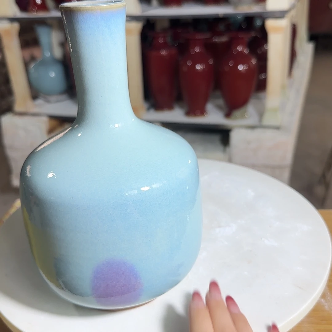 金***薇摆件陶郑家钧窑摆件