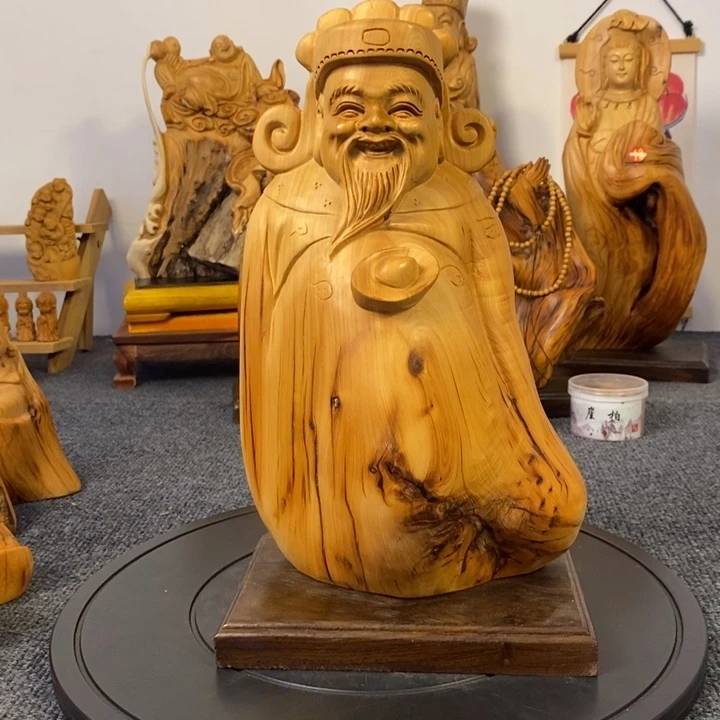 柏木（崖柏）财神爷摆件