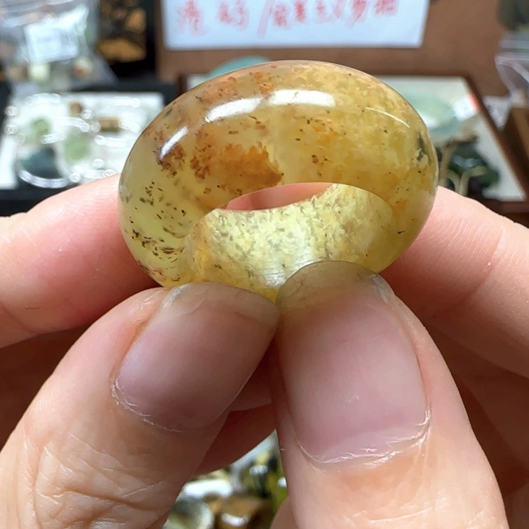 蛇纹石玉未镶嵌戒指16码