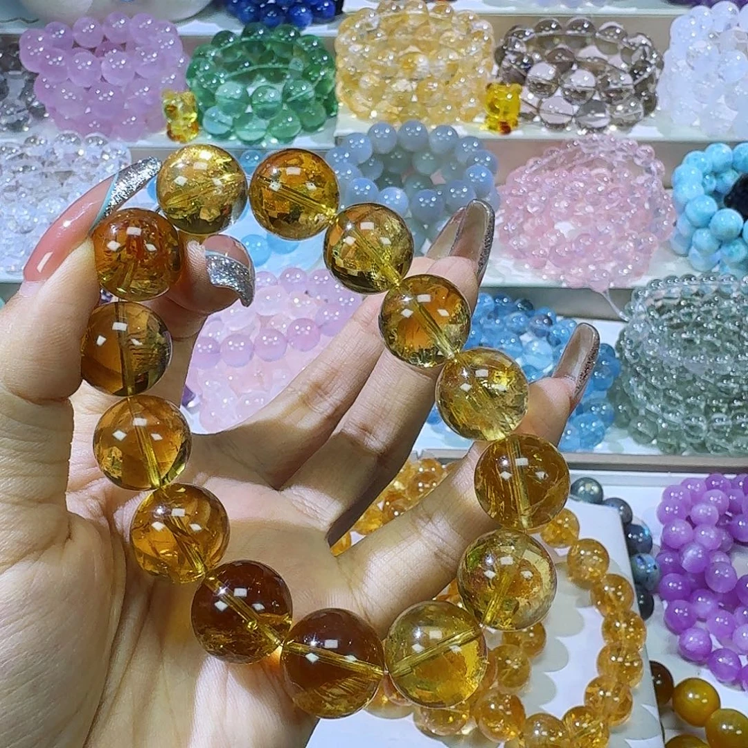 A***g未镶嵌手链水晶巴西金红黄水14-16