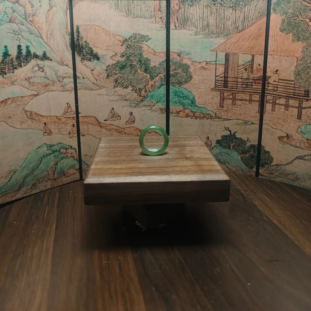 X和田玉碧玉戒圈（卡18）1896