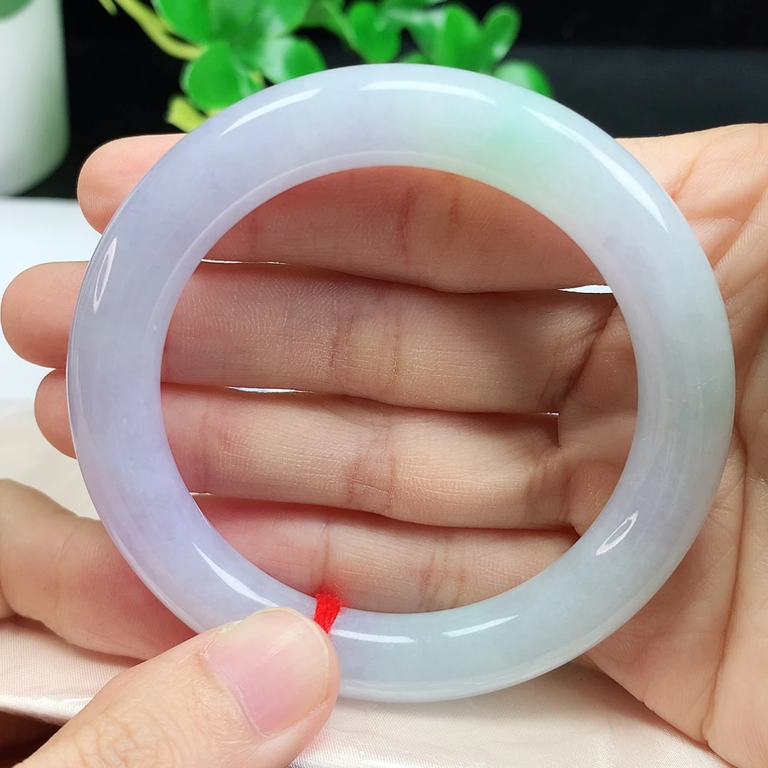 未镶嵌手镯翡翠52.4圈口春彩圆条642