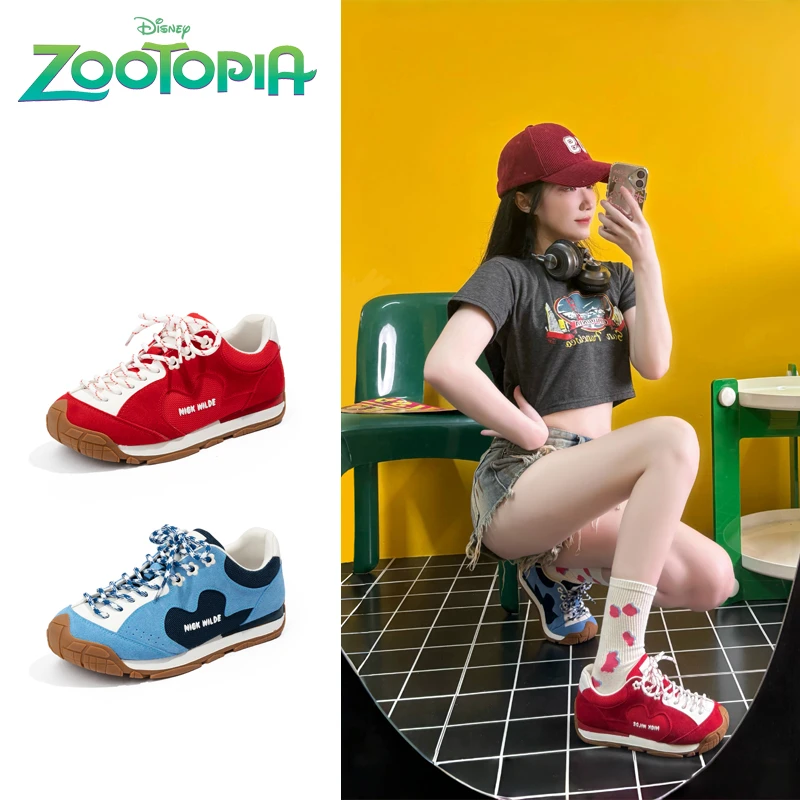 Disney/迪士尼疯狂动物城德训鞋复古百搭运动鞋子女款厚底阿甘鞋~