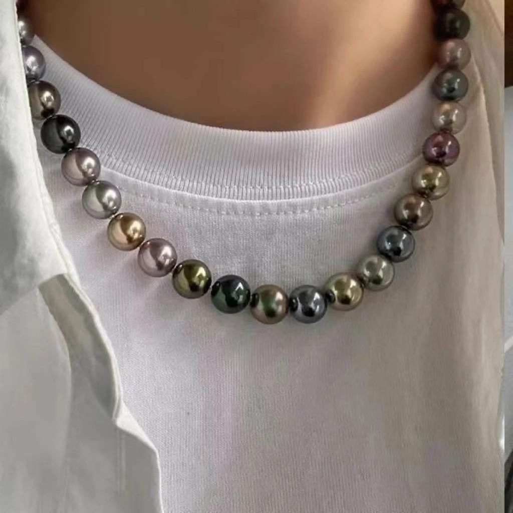 链子925银 12mm黑蝶皇后莫兰迪极光混彩项链