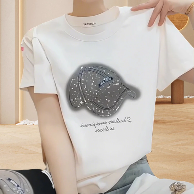 休闲减龄纯棉女t恤短袖春夏宽松圆领打底衫女修身打底内搭上衣女