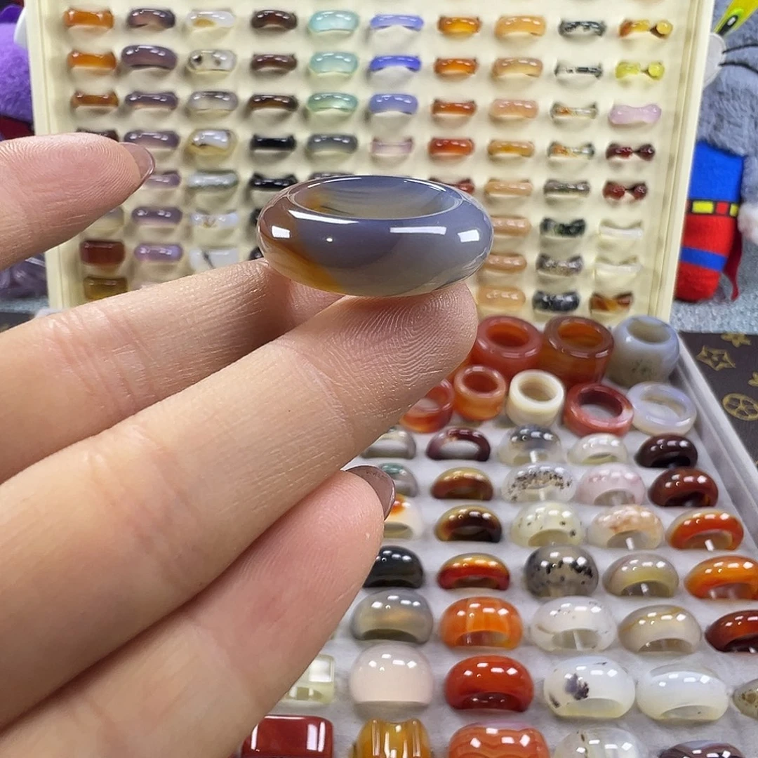 玛瑙/玉髓未镶嵌戒指A13不退换17.1港15