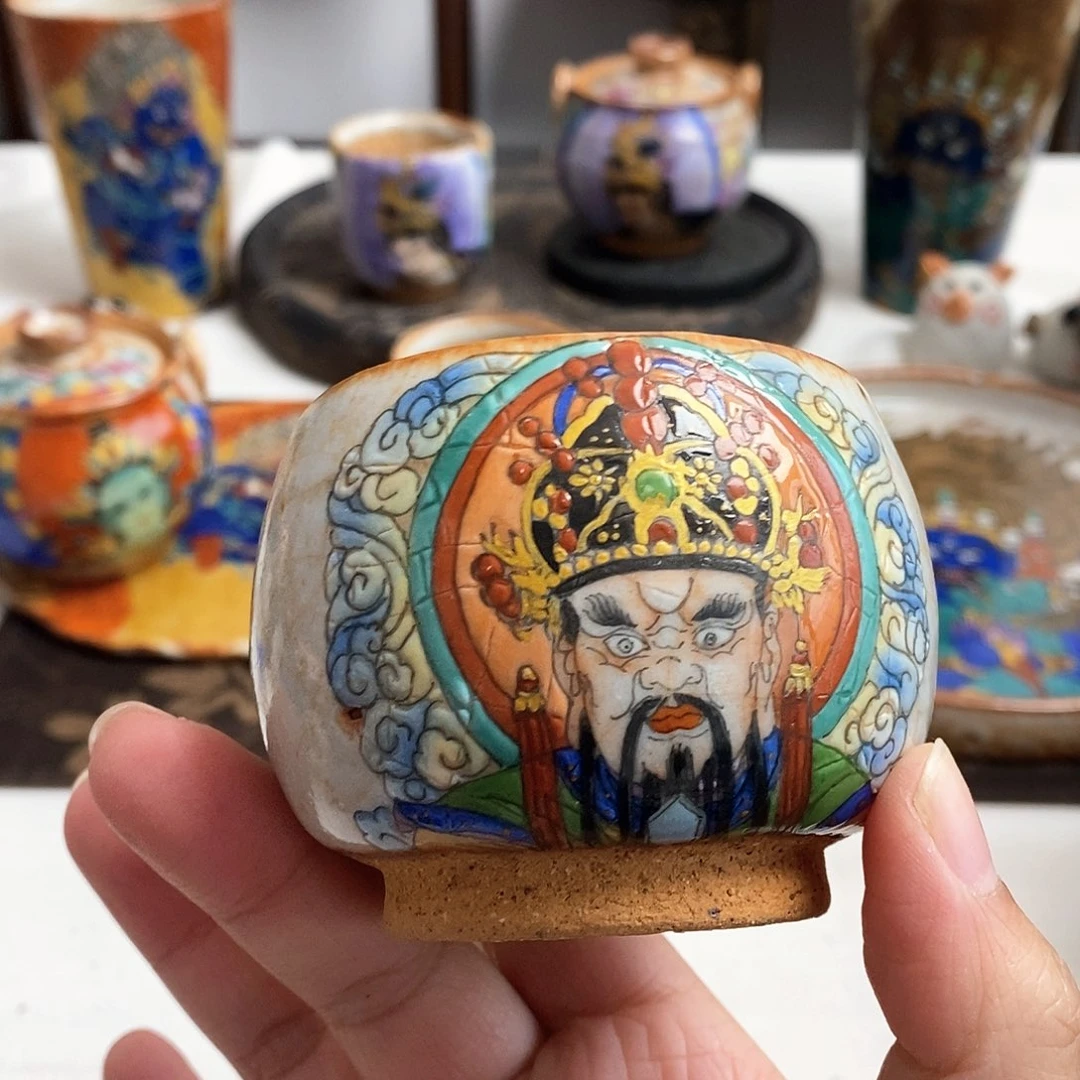 手工手绘龙五爷茶杯