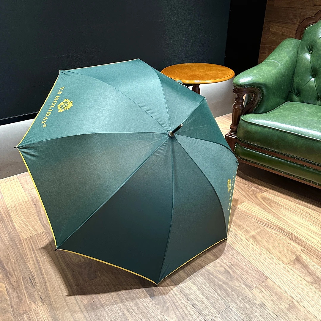 V.SHOLIDAY大号加大加固男长柄皇冠设计复古原木柄全自动雨伞/010