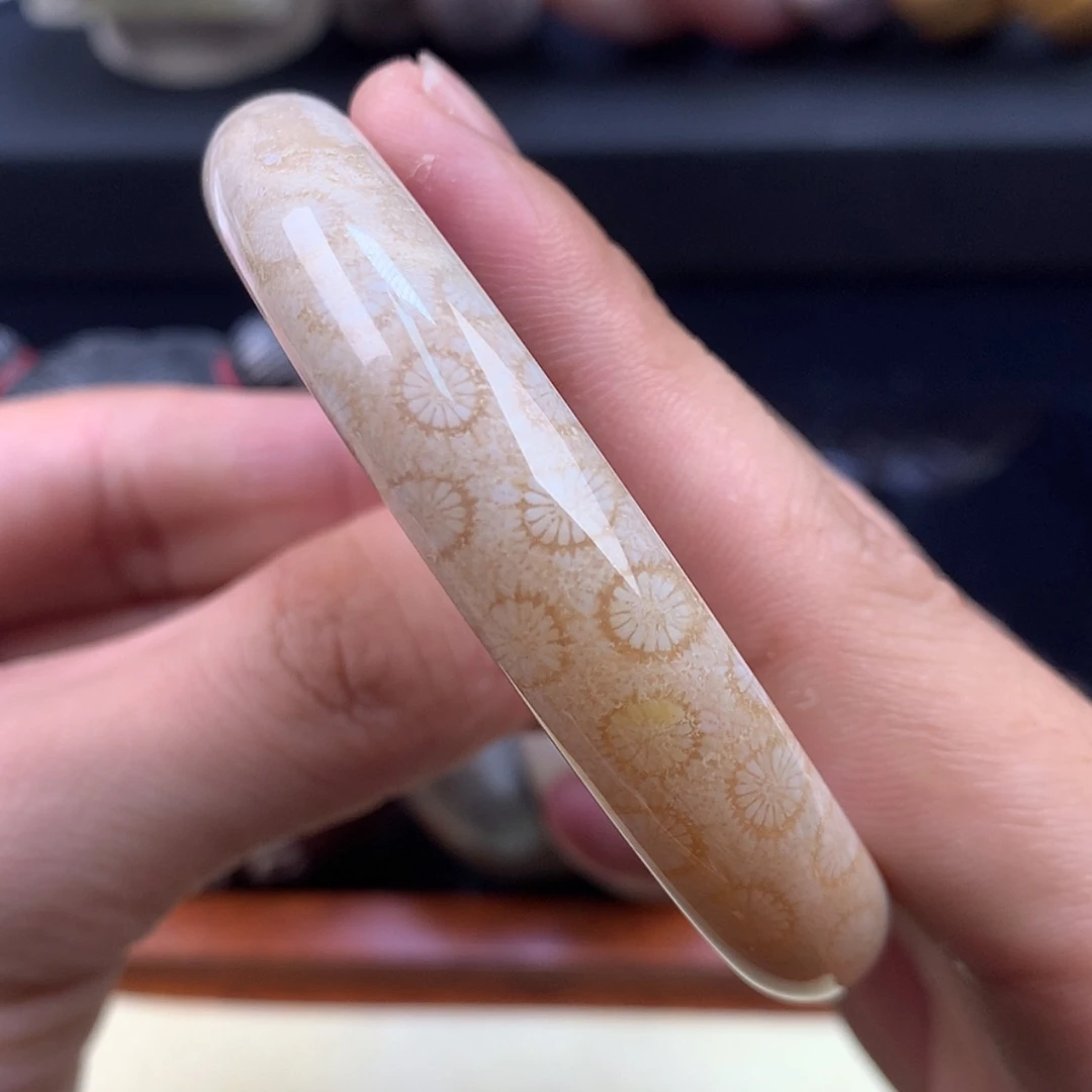 【闪购商品】颈饰未镶嵌硅化珊瑚（珊瑚玉）53号54.6圈正面花圆条