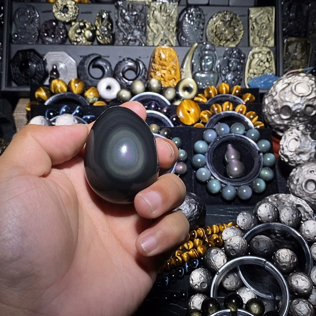 韩***影黑曜岩未镶嵌手链