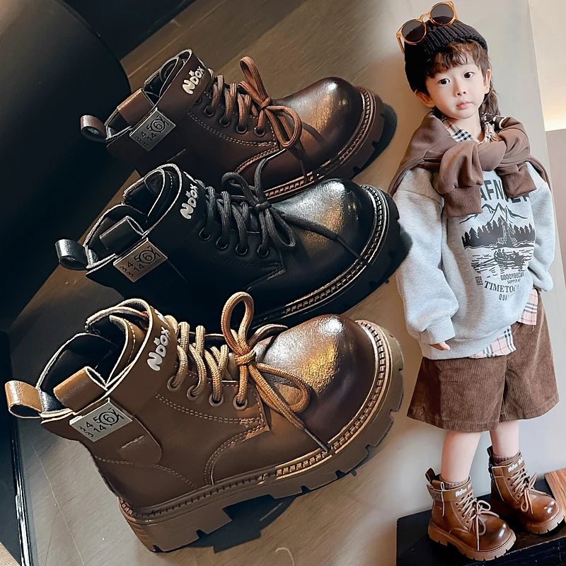 儿童马丁靴3-11岁2025冬季新款男童靴子时尚软底加绒保暖女童短靴