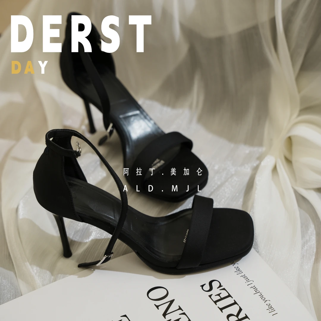 喜物妹法式气质时尚一字扣高跟鞋2025夏季新款简约百搭酒杯跟鞋