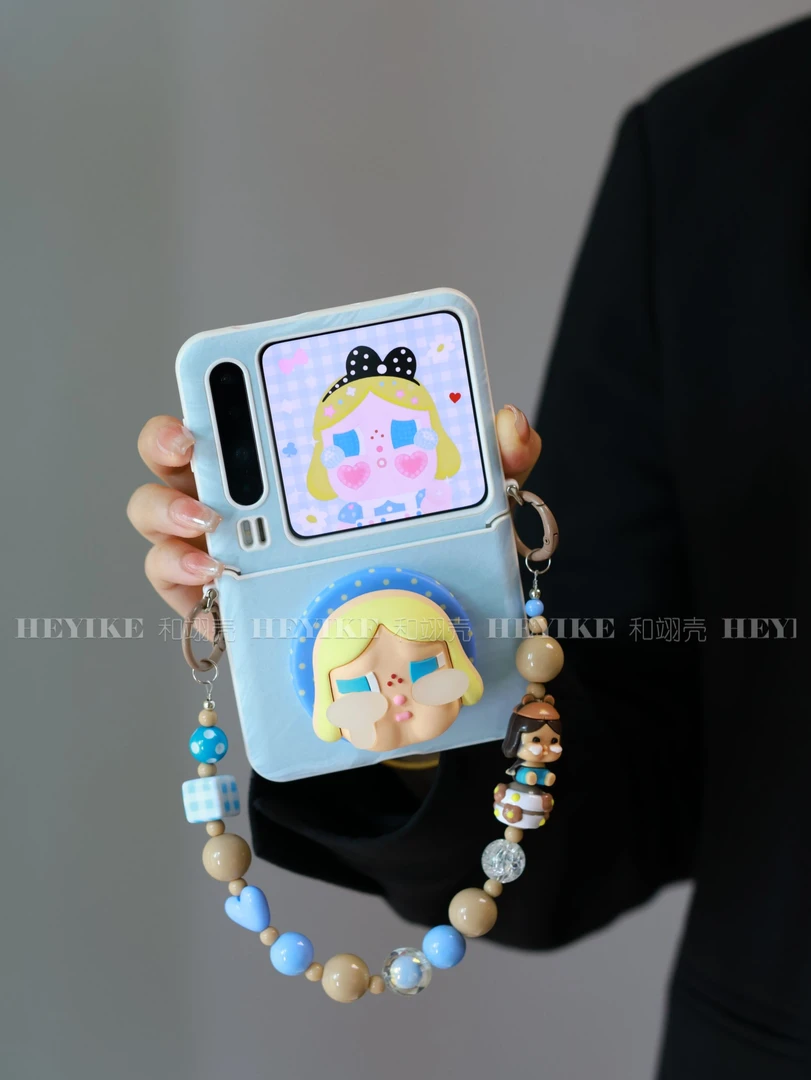 蓝色阿尔卑斯纹适用华为purax手机壳折叠magicvflip2卡通pocket2