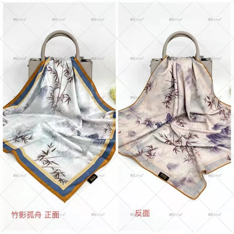 （444）高档丝巾围巾一片舟花萝70*70 布料