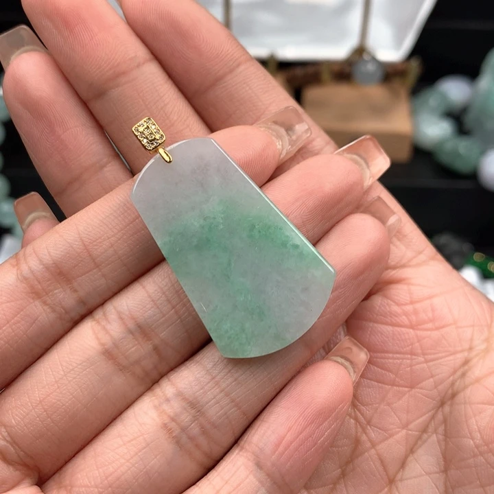 莓***昔翡翠银S925镶嵌挂件翡翠