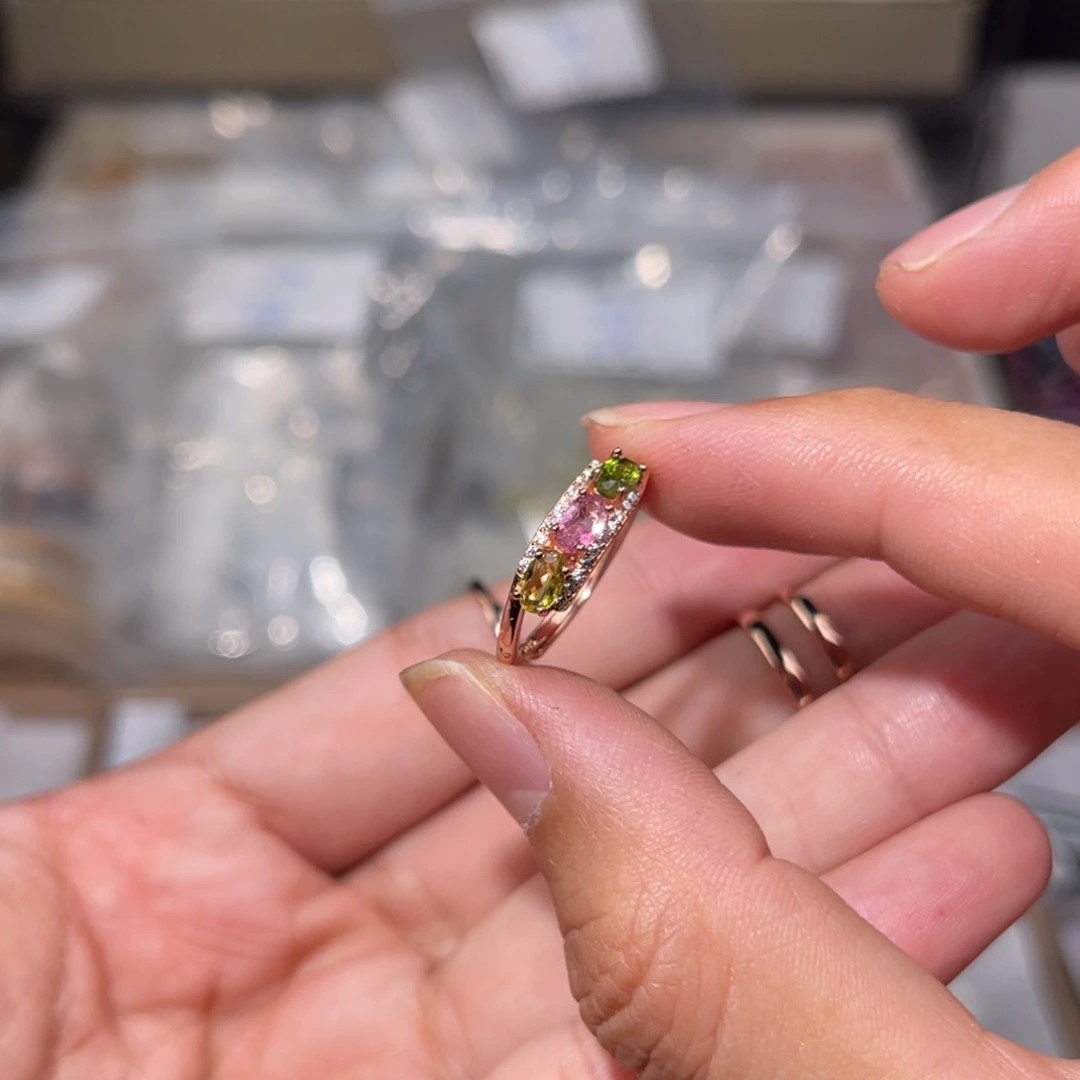 水晶手链银S925镶嵌碧玺058