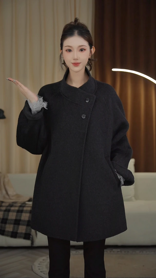 双面羊毛大衣气质秋冬款时尚百搭洋气休闲宽松慵懒韩系