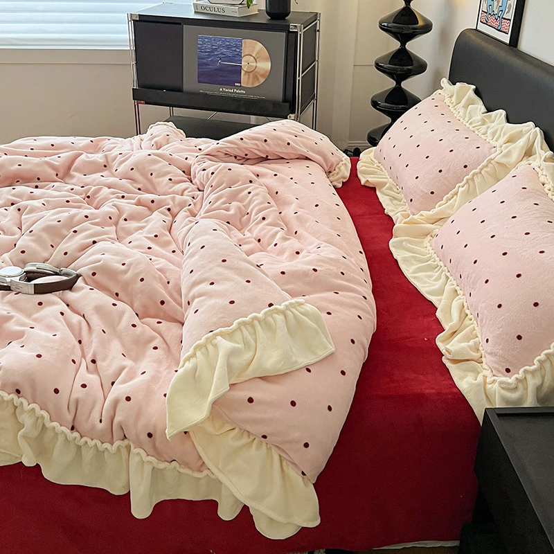 秋冬加厚床品套件保暖冬季加绒牛奶绒四件套双面绒被套床笠家纺