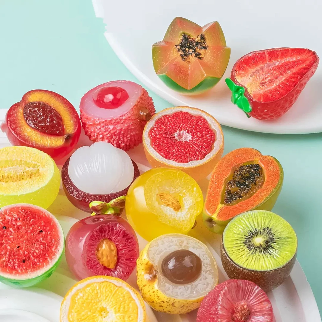 创意夜光半切水果树脂diy摆件
