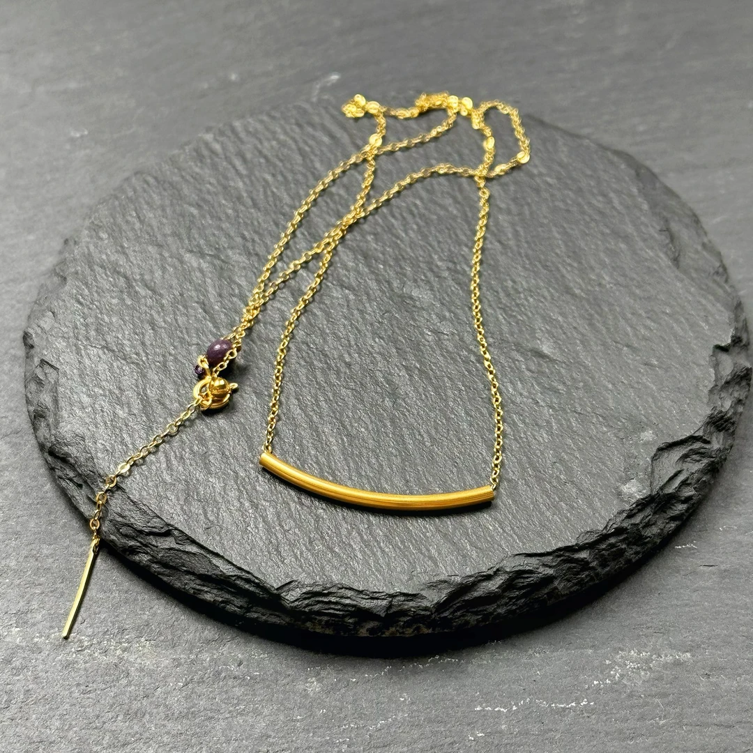 坠链均925银 KK弯管微笑项链YQX11