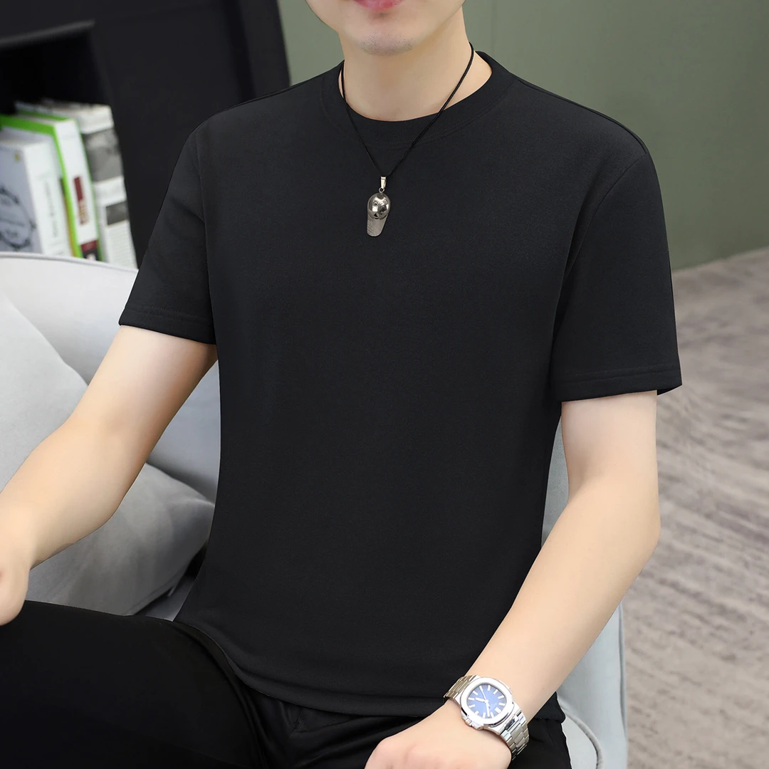 德绒新款圆领无痕双面绒打底衫男秋冬季加绒加厚保暖短袖t恤内搭