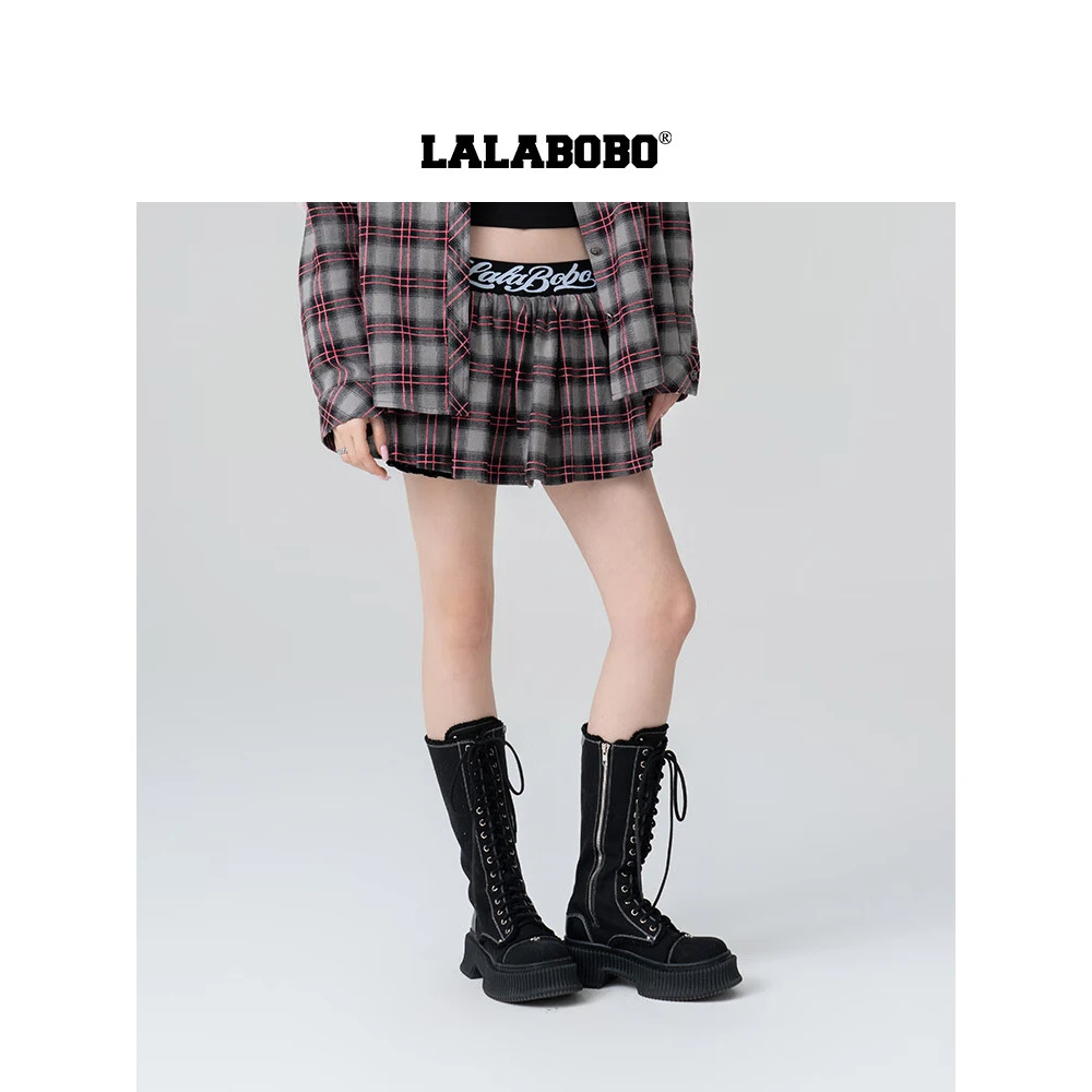 LALABOBO2025新款美式辣妹高腰显瘦阔腿短裤LBEA-WXZQ16