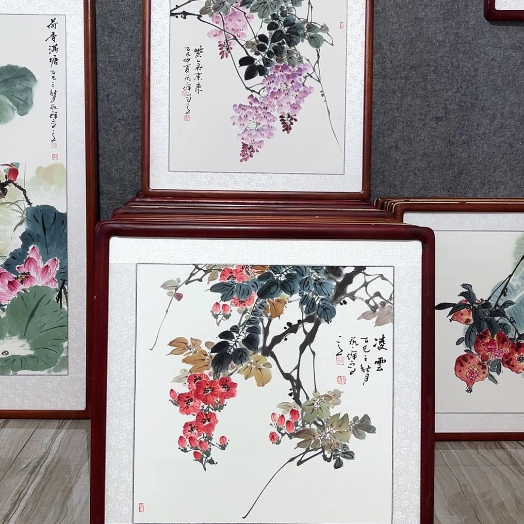 国画书画作品带框63×63