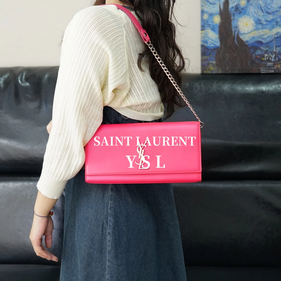 95新 YSL/圣罗兰 芭比粉银标单肩包/WJ03131314/1314