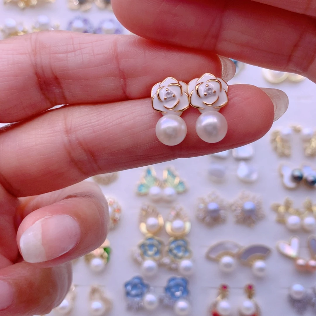 耳饰合金淡水珍珠