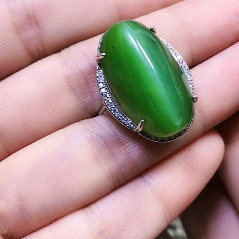 和田玉银S925镶嵌戒指