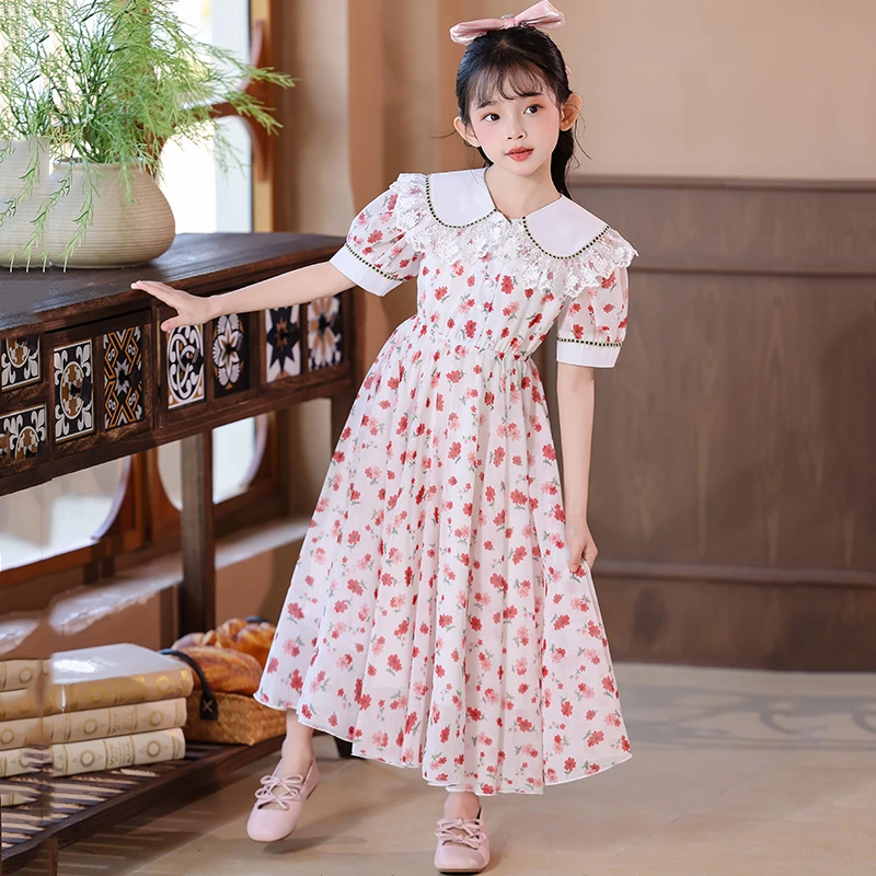 女童夏季小女孩中大童碎花连衣裙2025新款儿童装公主风网红洋气裙