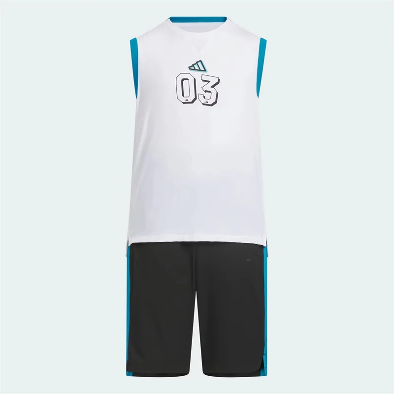 adidas/阿迪达斯25夏季新款男小大童凉感运动休闲背心套装JM3448