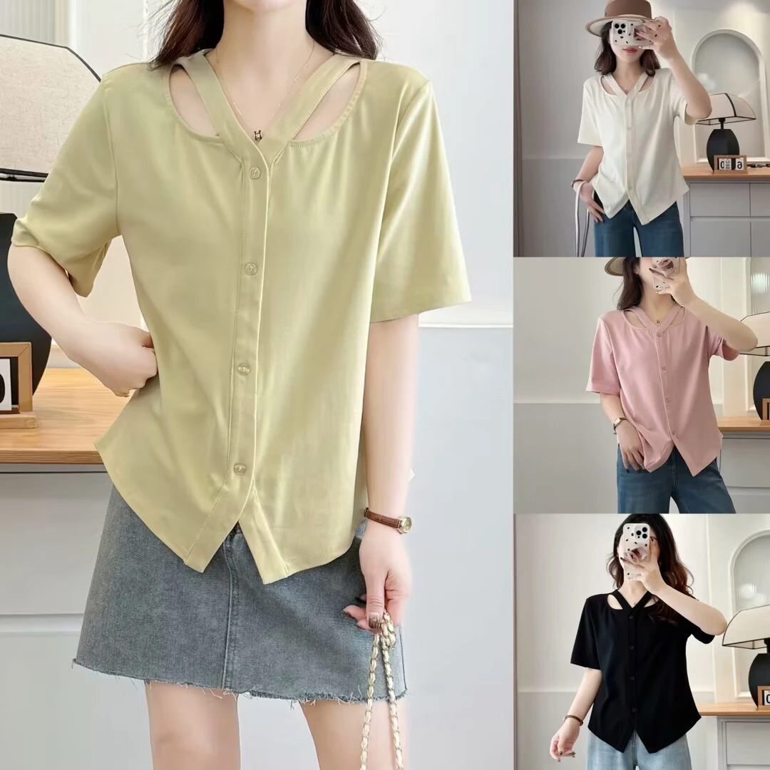 【萨萨BeFirm】微胖大码春装宽松显瘦时尚减龄韩版ins风纯色T恤