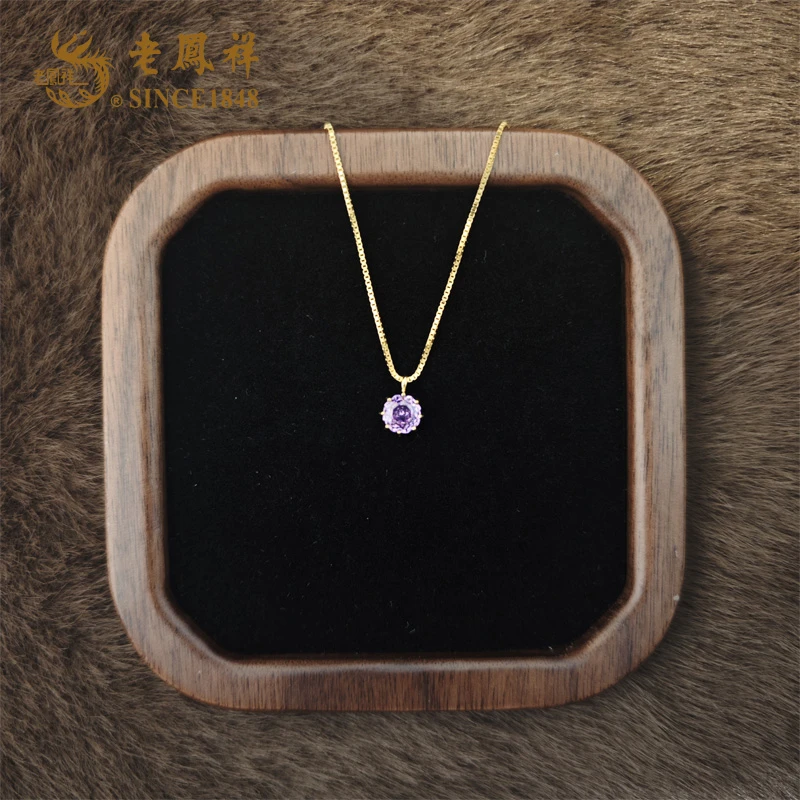 老鳯祥 坠链均925银 千禧玫瑰项链复古简约轻奢精致百搭锁骨链