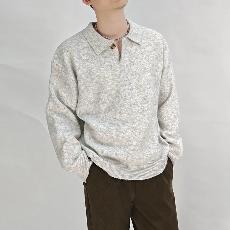 绵羊毛翻领针织衫毛衣男2025秋季新款男士高级感打底衫休闲毛衫