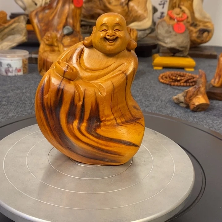 柏木（崖柏）崖柏弥勒佛摆件根雕工艺品