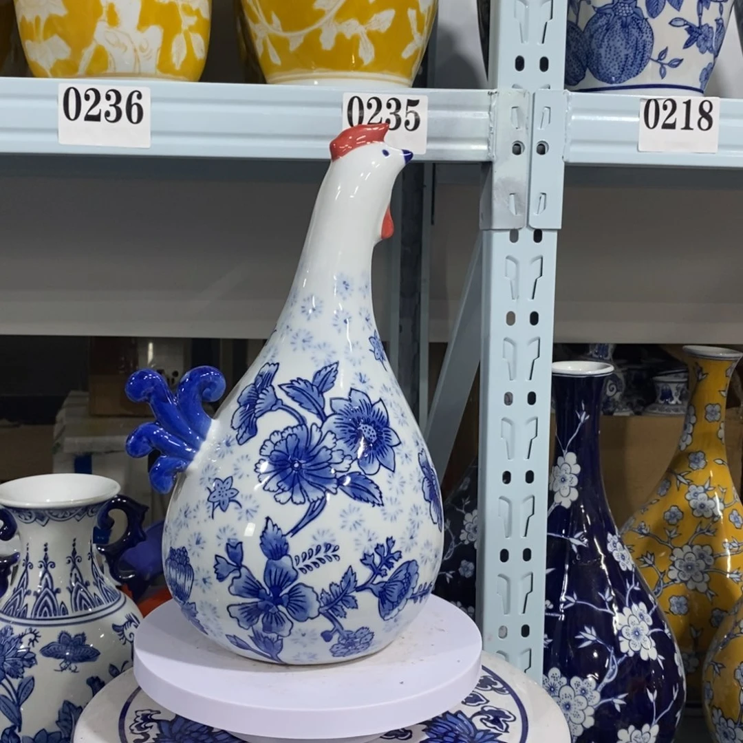 瓶公鸡摆件花瓶摆件
