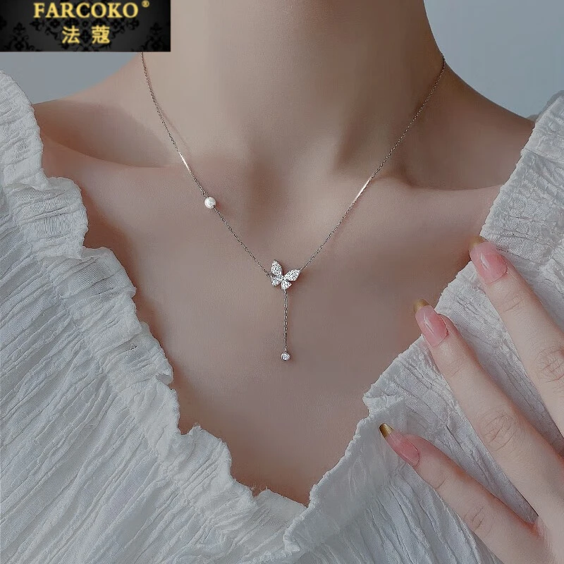 FARCOKO/法蔻 吊坠925银 蝴蝶项链女轻奢百搭首饰女款礼物送老婆