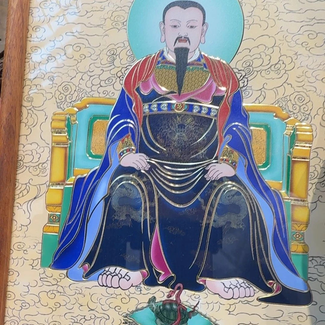 黄铜真武铜金画焱彩画 20*27CM