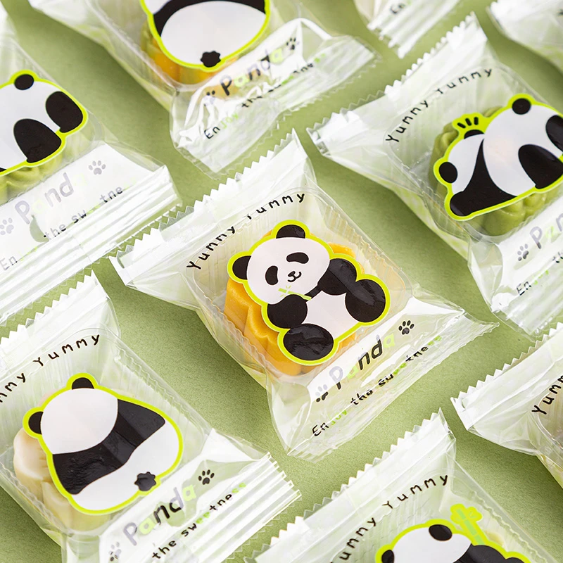 绿豆糕机封袋冰皮月饼冰糕包装袋熊猫透明独立自封袋托打包盒烘焙