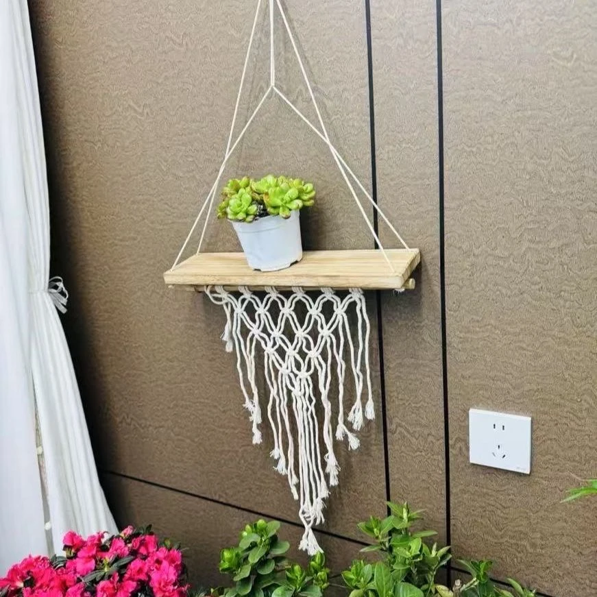 墙上装饰流苏壁挂式编织挂毯置物架挂壁装饰免打孔墙上置物架015