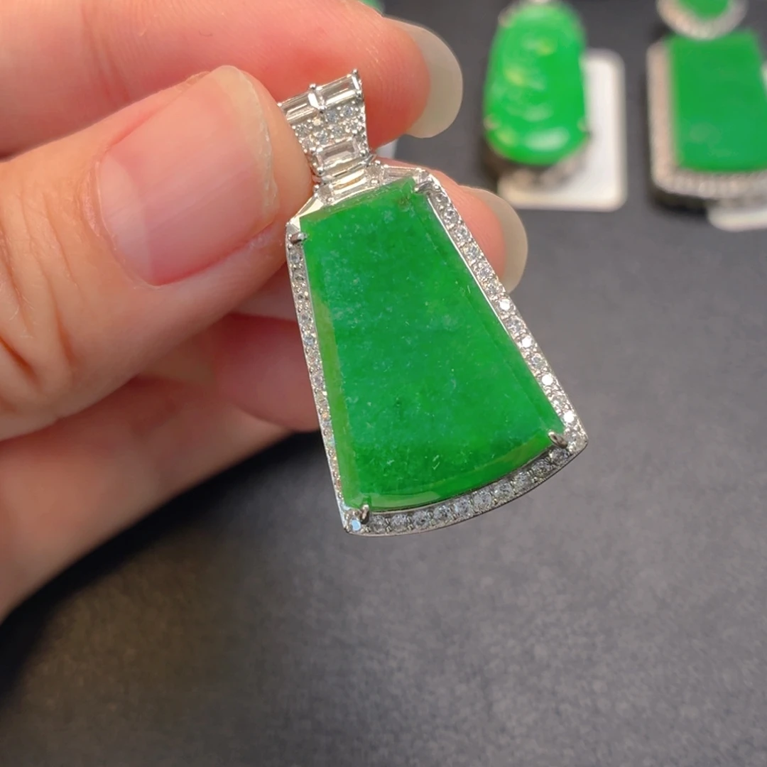 翡翠银S925镶嵌吊坠(不含链)