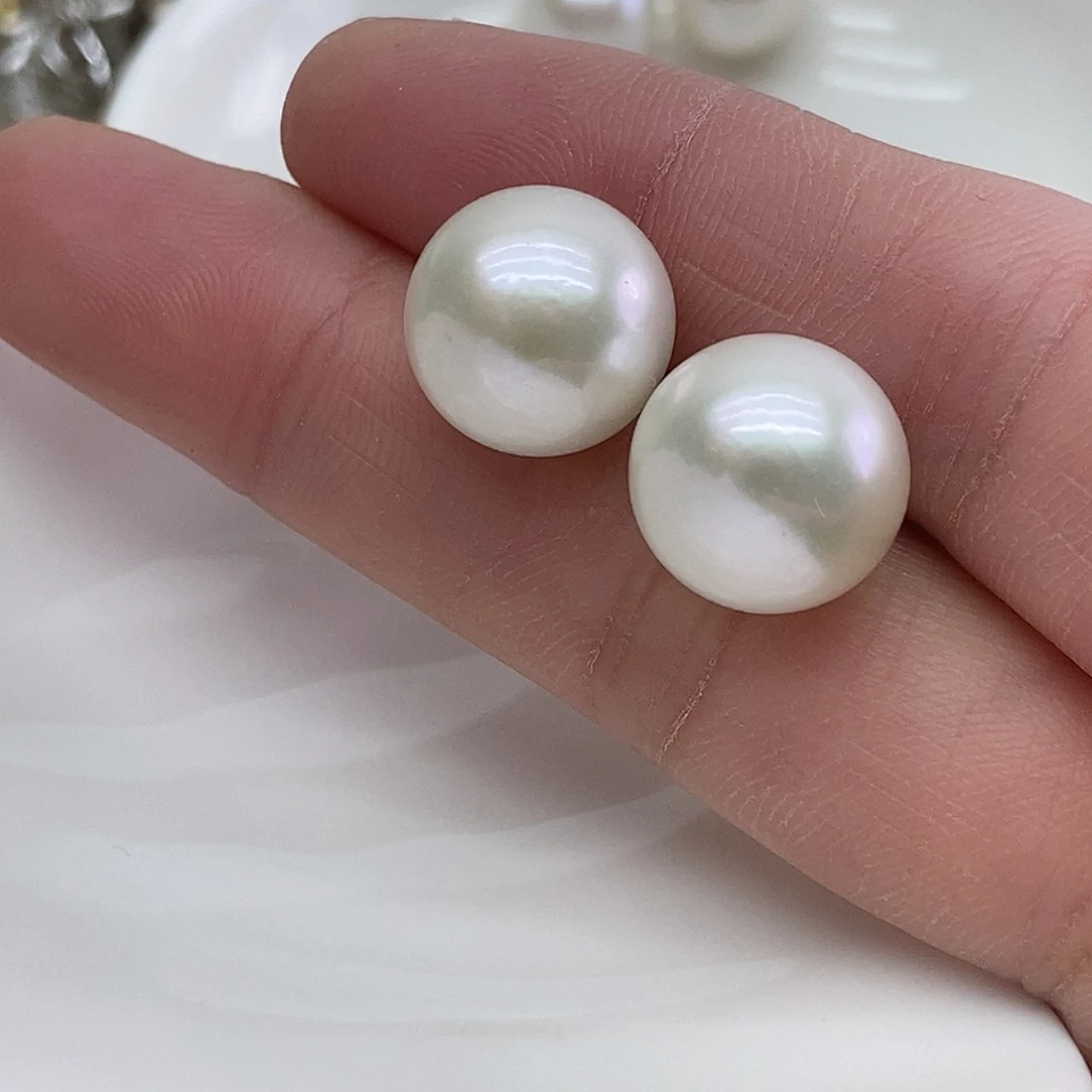 淡水珍珠银S925镶嵌耳饰