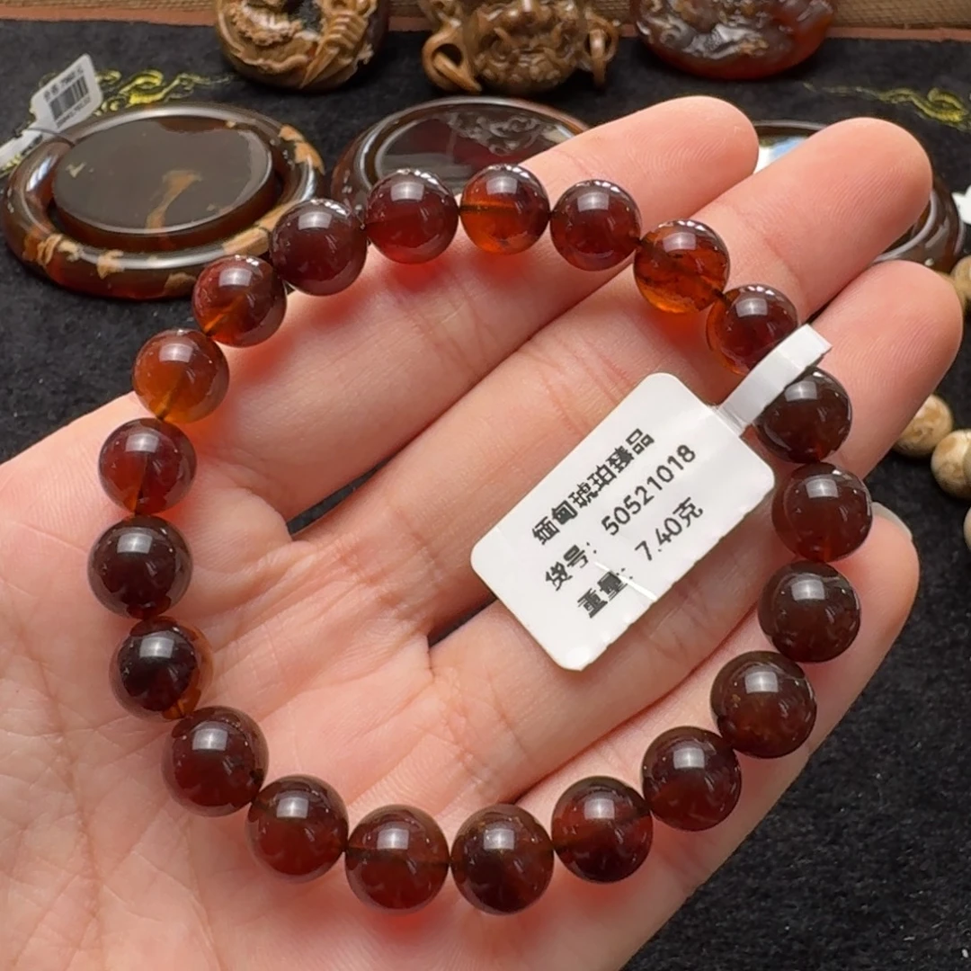 琥珀未镶嵌珠宝奇石8mm红蜜紫罗兰