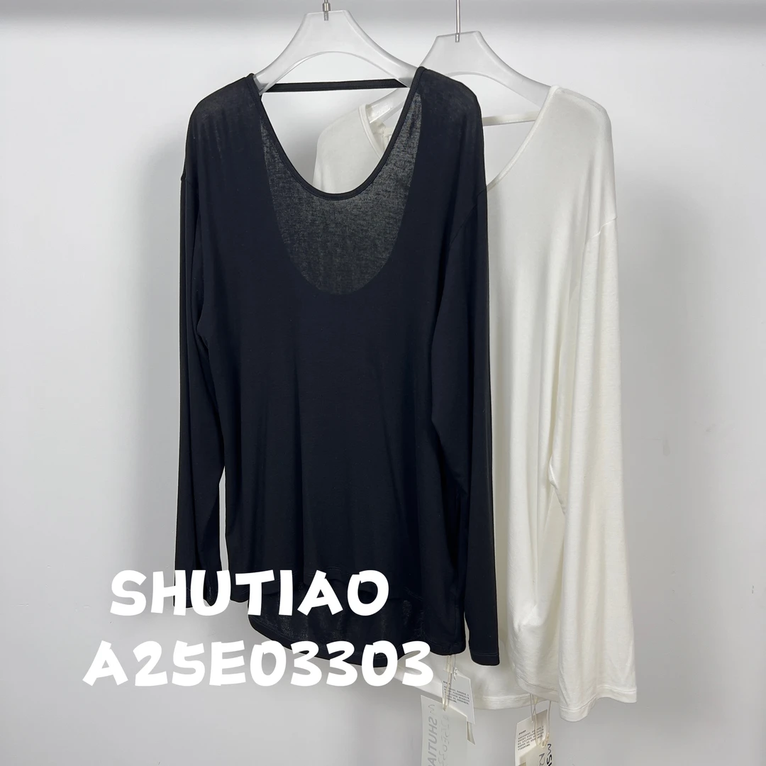 【SHUTIAO】2025夏季：新款小众设计款T恤A25E03303