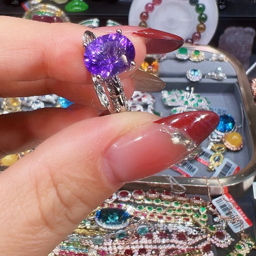 未镶嵌戒指紫晶戒指