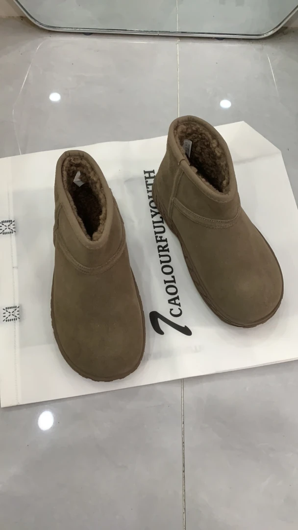 雪地靴2024冬季真皮软底长毛厚绒短靴保暖大头棉鞋30-62