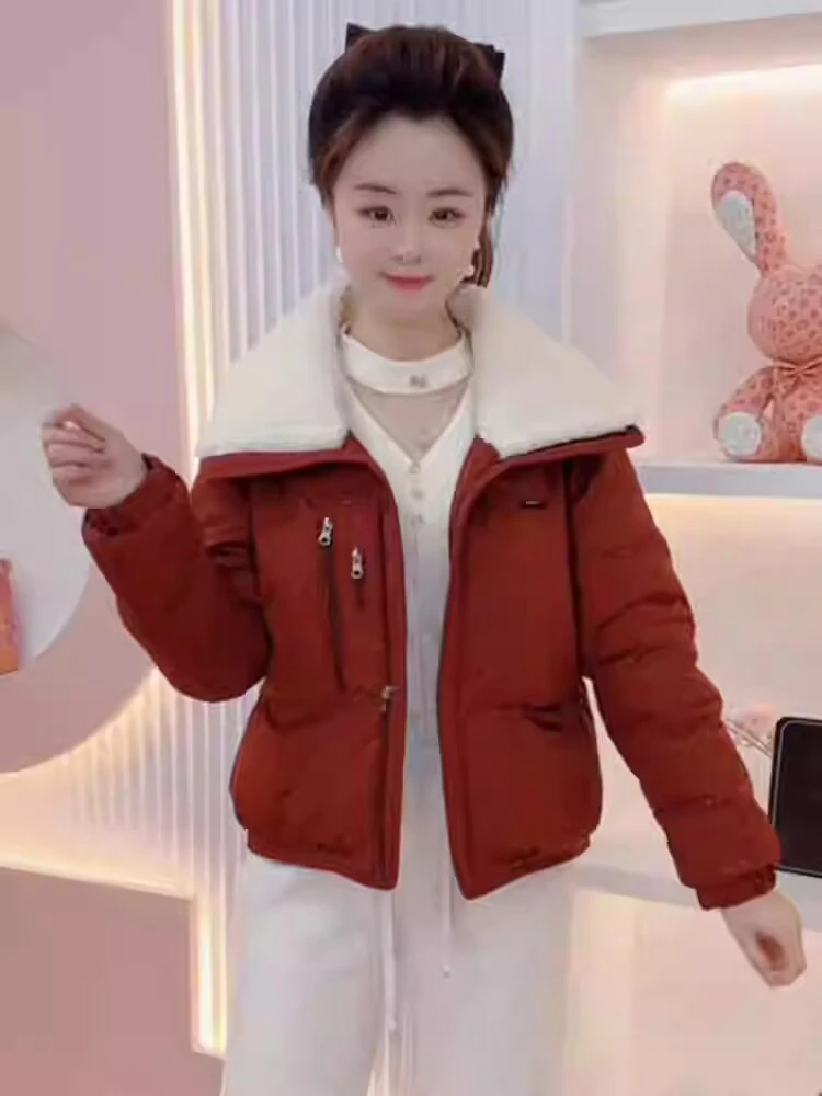 2025年冬季新款爆款时尚加厚洋气翻领女士小个子百搭棉服外套潮