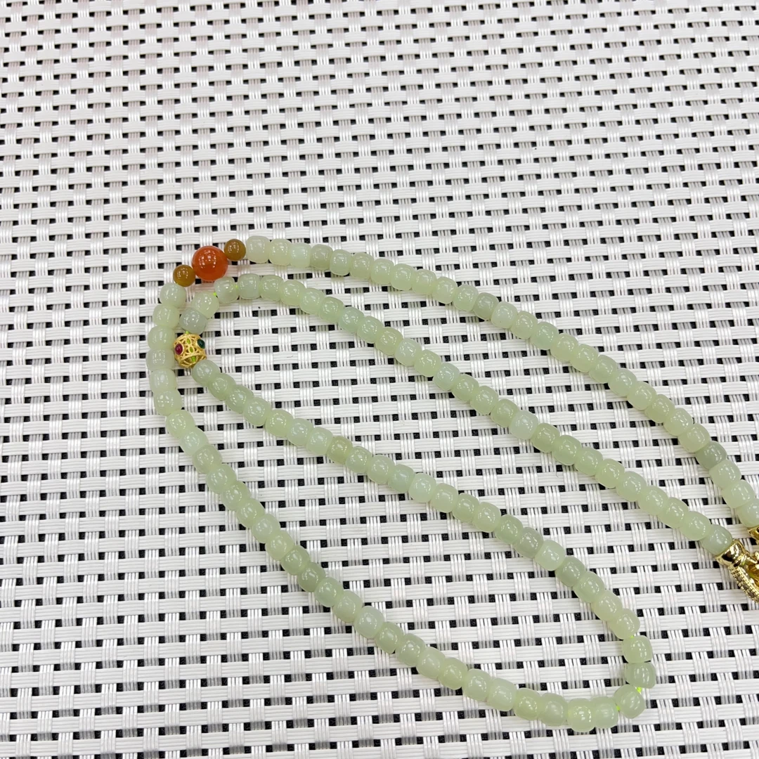 天然和田玉老型珠108项链多样性拍一发一c83151